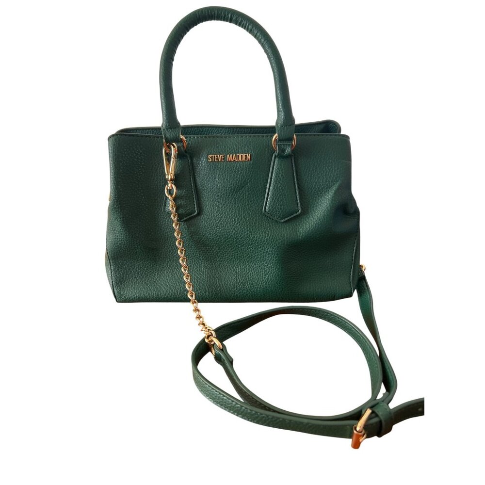 Steve Madden Green Satchel Purse Crossbody Bag Gold Chain Strap Handles